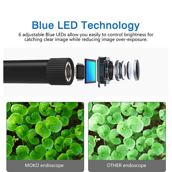 MoKo WiFi Endoscope 2.0 MP HD Wireless
Borescope Inspection Camera 16.4FT - Picture 2 of 4